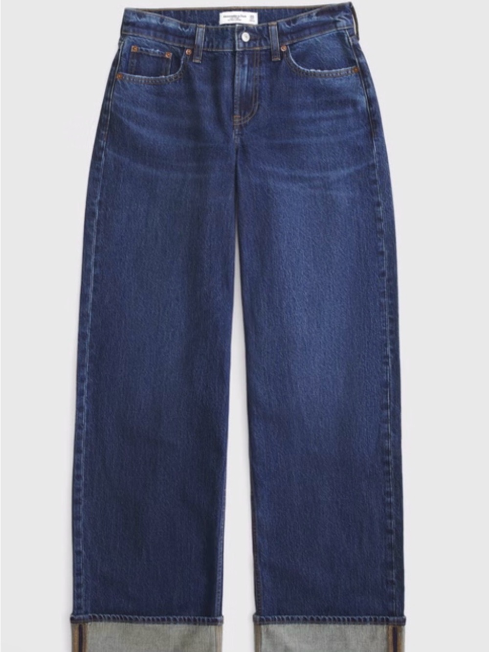 Low-Rise Wide-Leg Jeans in Dark Blue